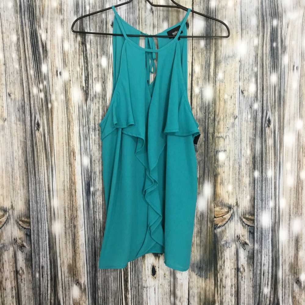 NWT Mossimo Teal Sleeveless Tie Back Blouse Sz. M